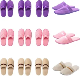 12 Pcs Guest Slippers ,House Shoes for Guests Bulk Washable Non Slip Disposable Slippers Washable Closed Toe Soft Coral Fleece Hotel Slippers House, Indoor, Bathroom, Spas, Travel(US Women Size 11)