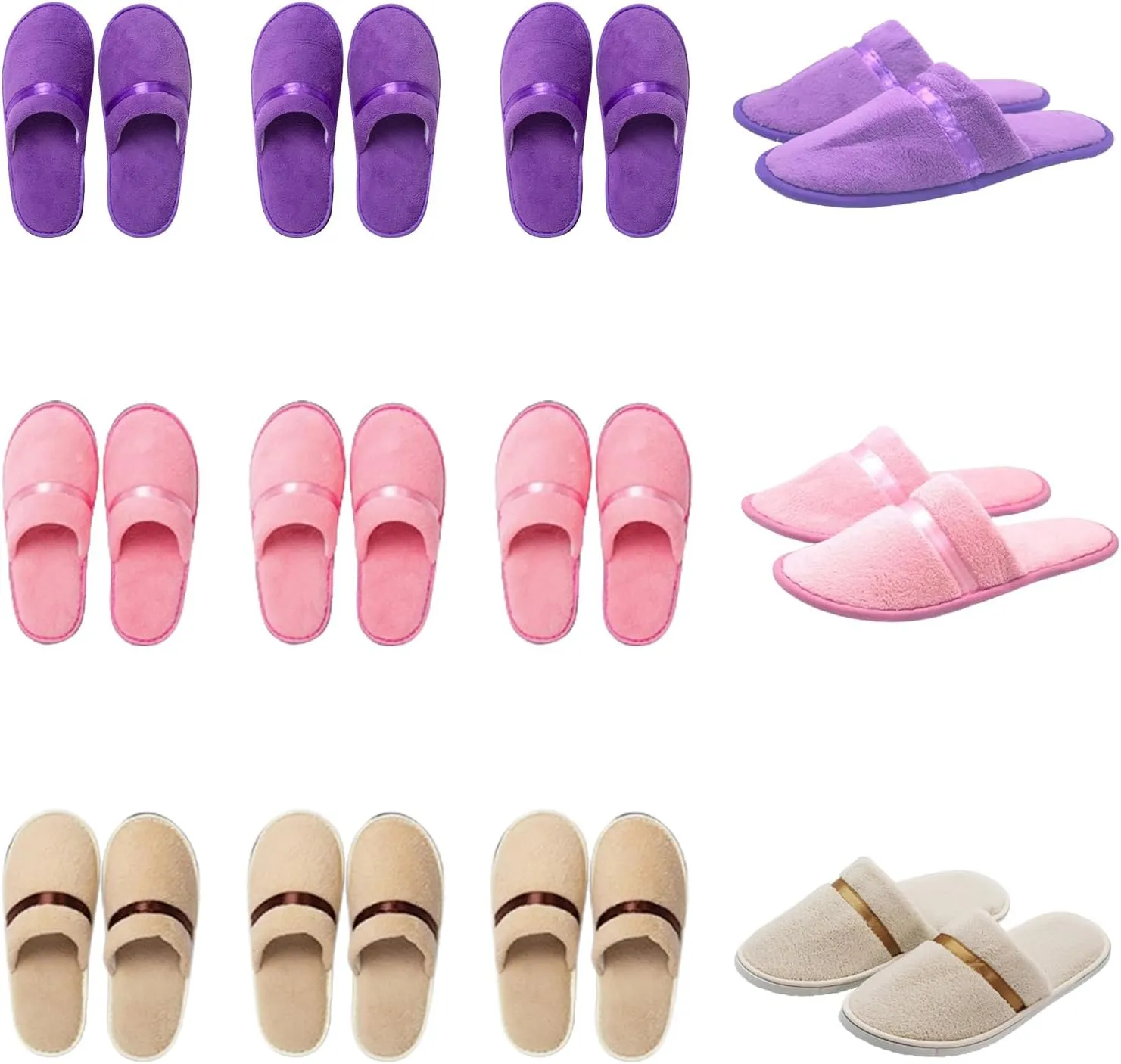12 Pcs Guest Slippers ,House Shoes for Guests Bulk Washable Non Slip Disposable Slippers Washable Closed Toe Soft Coral Fleece Hotel Slippers House, Indoor, Bathroom, Spas, Travel(US Women Size 11)