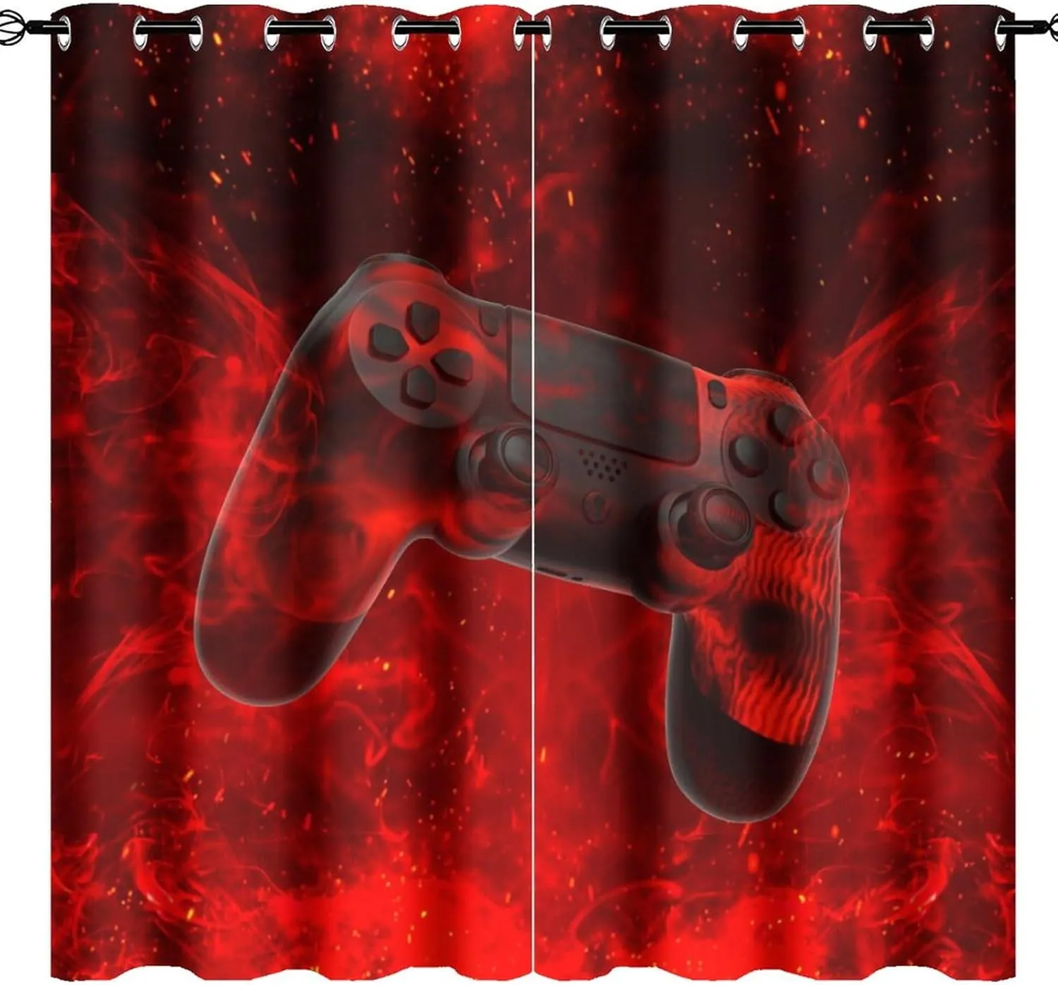 Abstract Modern Gamepad Curtains for Bedroom,Boy Game Console Cool Gamepad Red Fire Thermal Insulated Room Darkening Grommet Window Curtains & Drapes for Living Room 2 Panels 63" L x 31.5" W