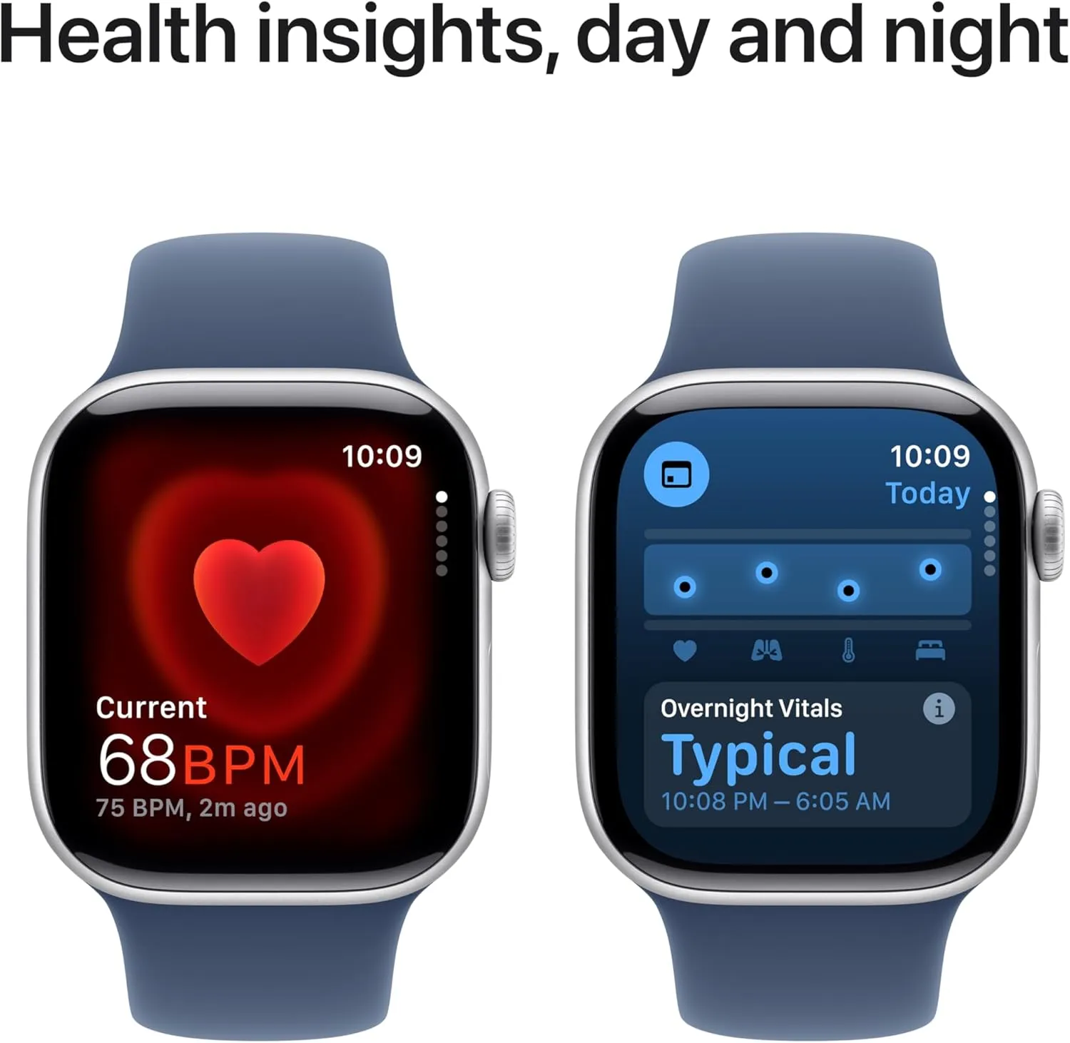 Apple Watch Series 10 [GPS 42mm case] Smartwatch with Silver Aluminium Case with Denim Sport Band - S/M. Fitness Tracker, ECG App, Always-On Retina Display, Water Resistant