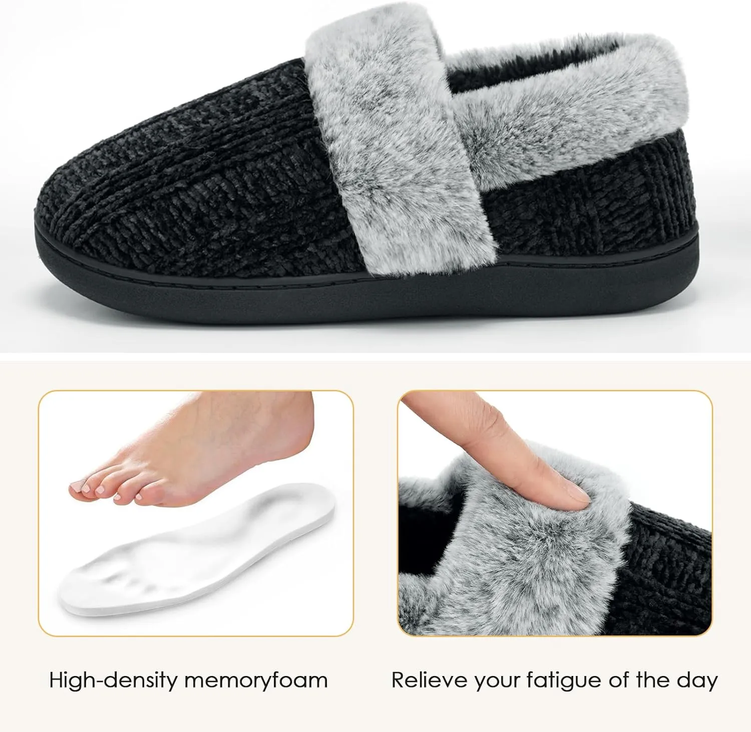 ATHMILE House Slippers for Women Memory Foam Closed Back House Shoes Outdoor Indoor Bedroom Fleece Fuzzy Slippers