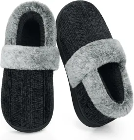 ATHMILE House Slippers for Women Memory Foam Closed Back House Shoes Outdoor Indoor Bedroom Fleece Fuzzy Slippers