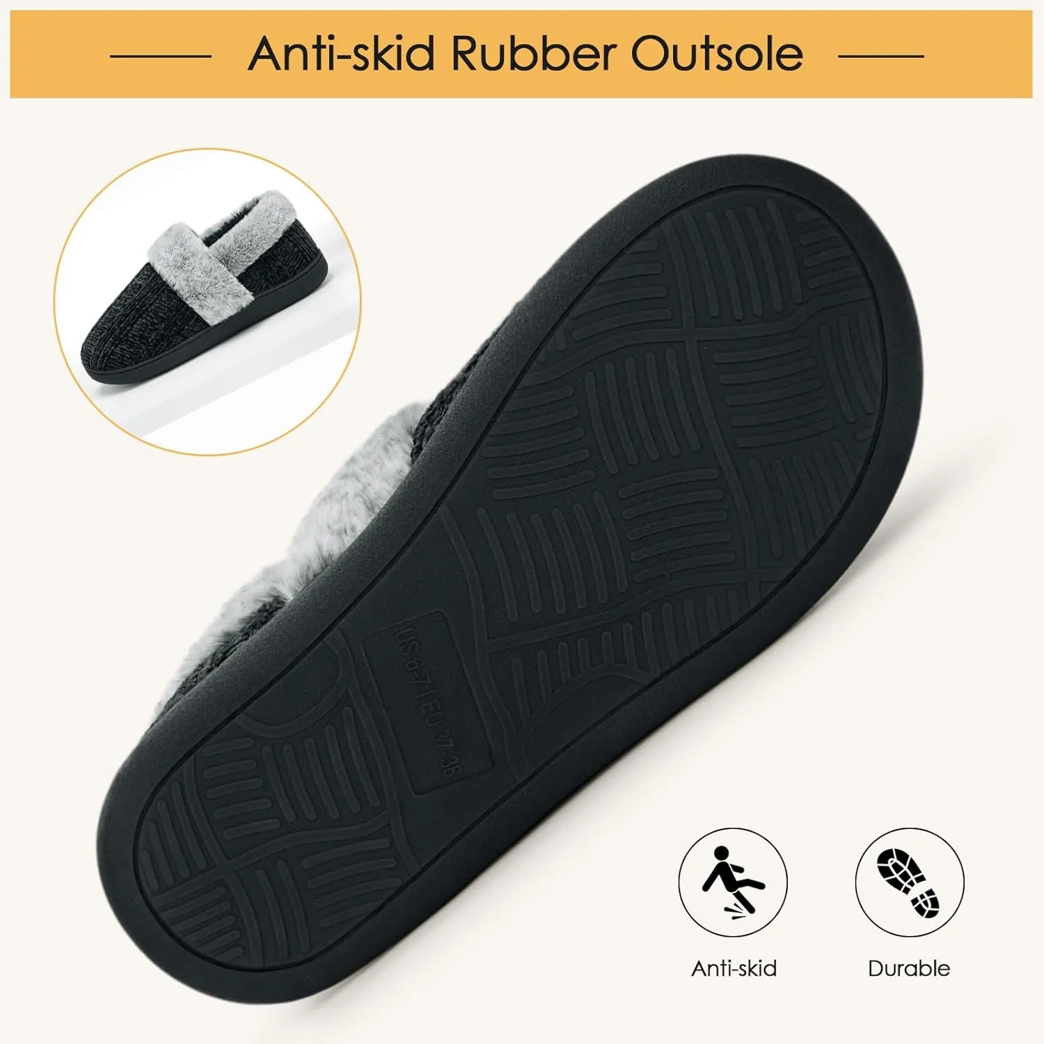 ATHMILE House Slippers for Women Memory Foam Closed Back House Shoes Outdoor Indoor Bedroom Fleece Fuzzy Slippers