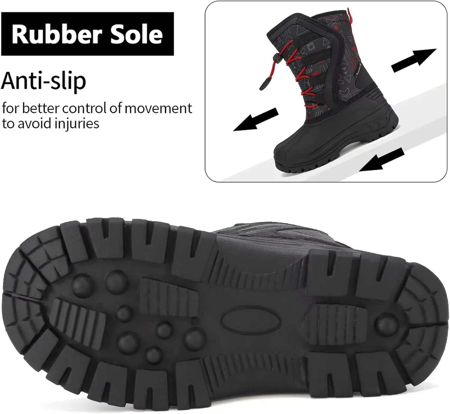 CIOR Kids Snow Boots for Boys Girls Toddler Winter Outdoor Boots Waterproof with Fur Lined(Toddler/Little Kids/Big Kid)