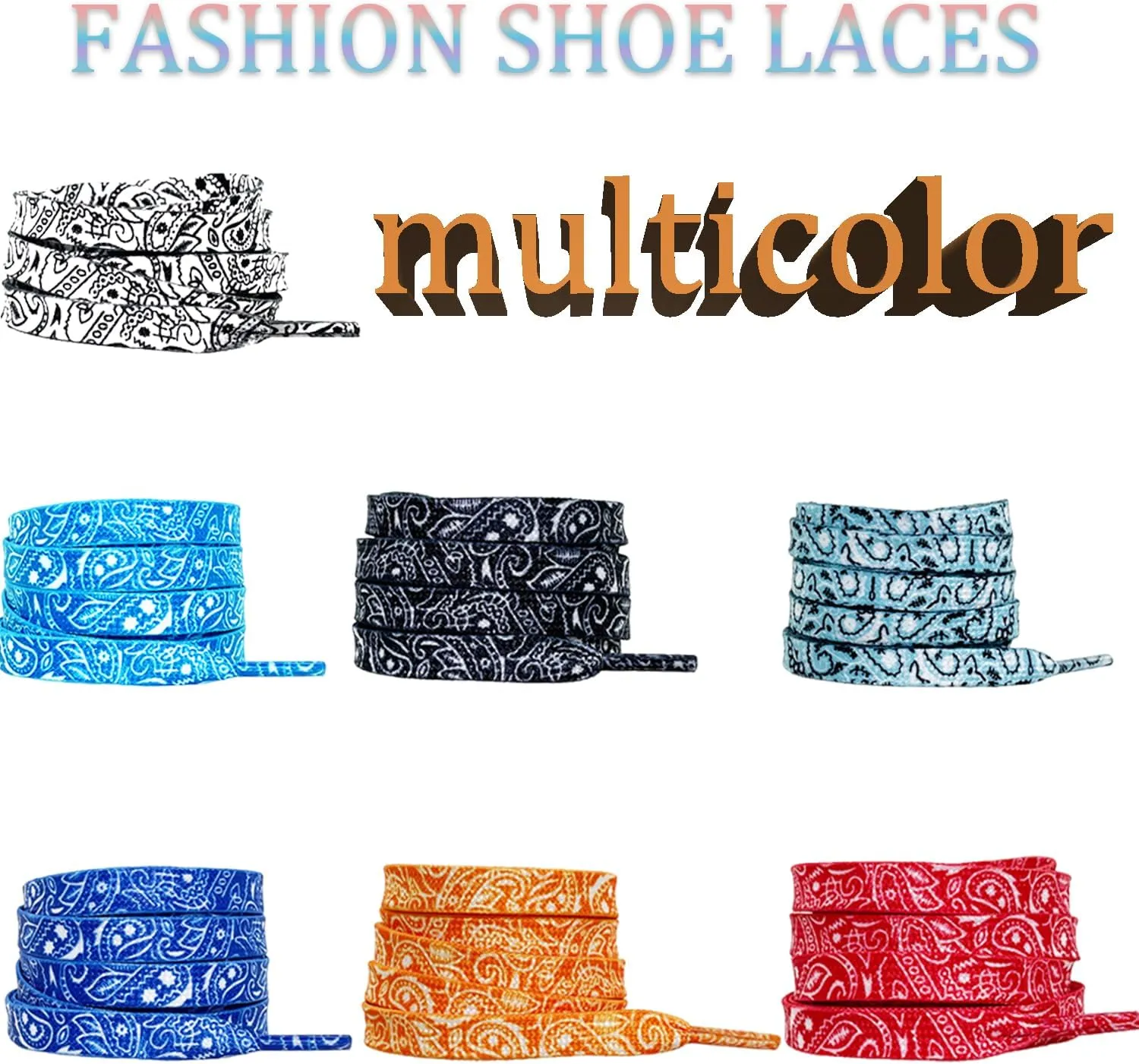Colorful Flat Shoe Laces for Sneakers, Sneakers Shoelaces,Athletic Shoelaces,Leisure Shoe Laces