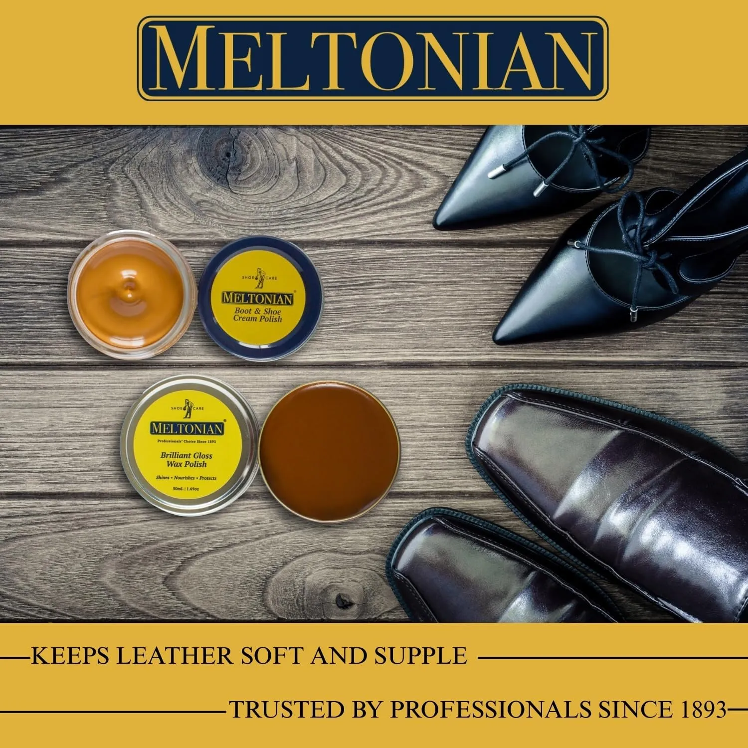 Cream Shoe Polish, Boot Polish, Leather Shoe Polish Oil Based with Beeswax, Restores and Protects, Over 60 Colors