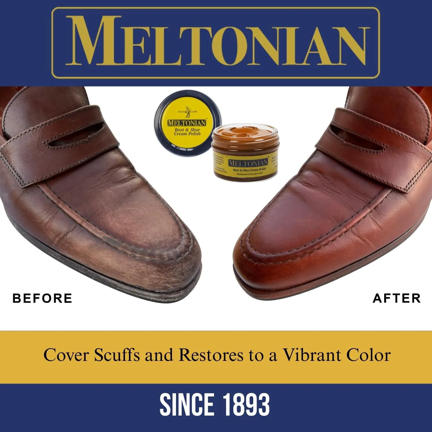 Cream Shoe Polish, Boot Polish, Leather Shoe Polish Oil Based with Beeswax, Restores and Protects, Over 60 Colors