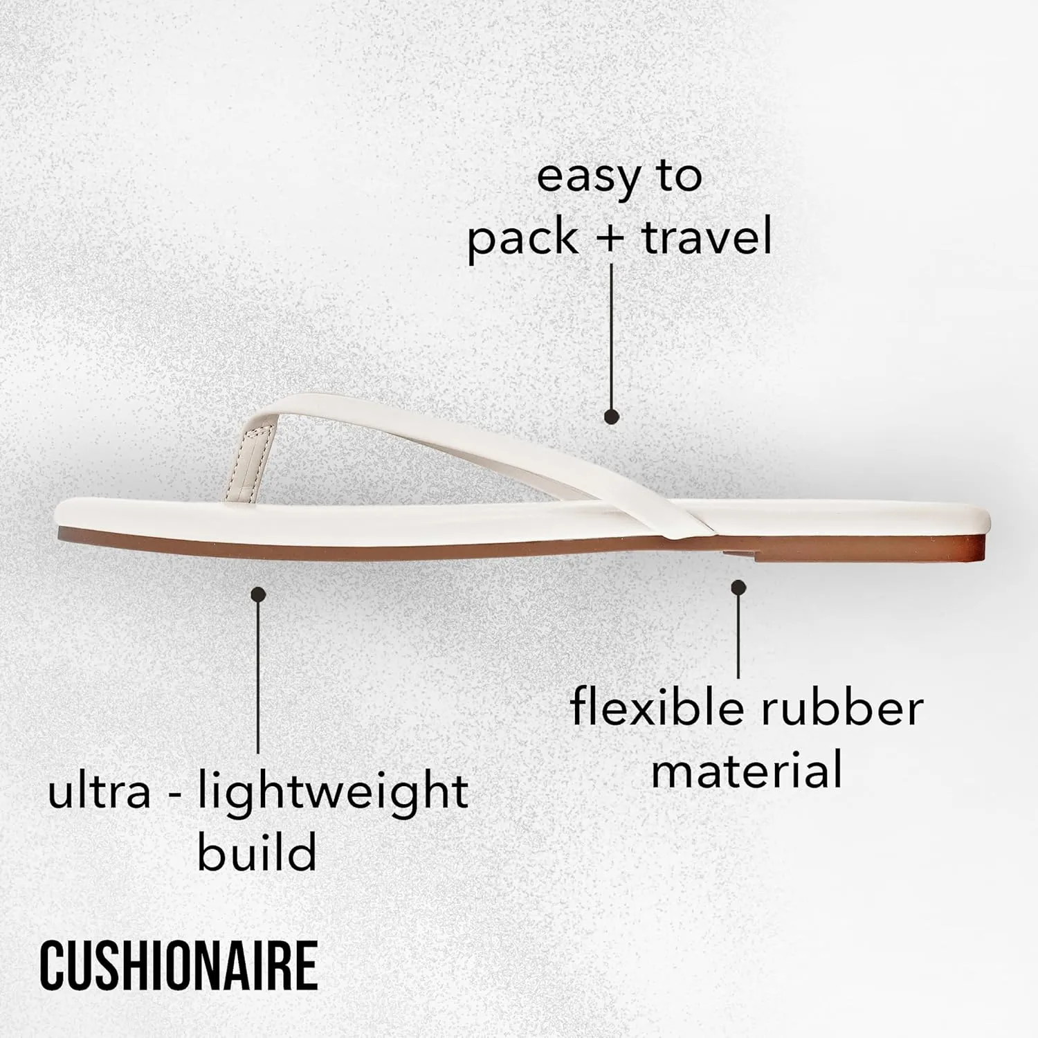 CUSHIONAIRE Cruise Womens Minimalist Flip Flops  Ultra-Lightweight Summer Sandals with Non-Slip Sole