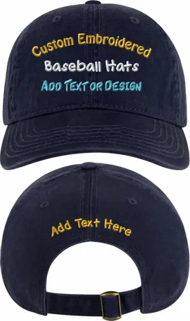 Custom Embroidered Hat for Men, Women and Kids - Front and Back. Text and Design. Fitted Cap, Beanie, Vintage Style.