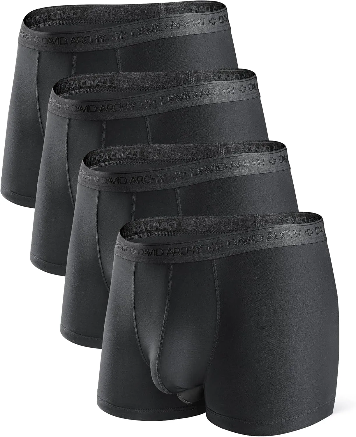 DAVID ARCHY Men's Soft Underwear Micro Modal Dual Pouch Trunks Ball Pouch Bulge Enhancing Boxer Briefs for Men 3 or 4 Pack