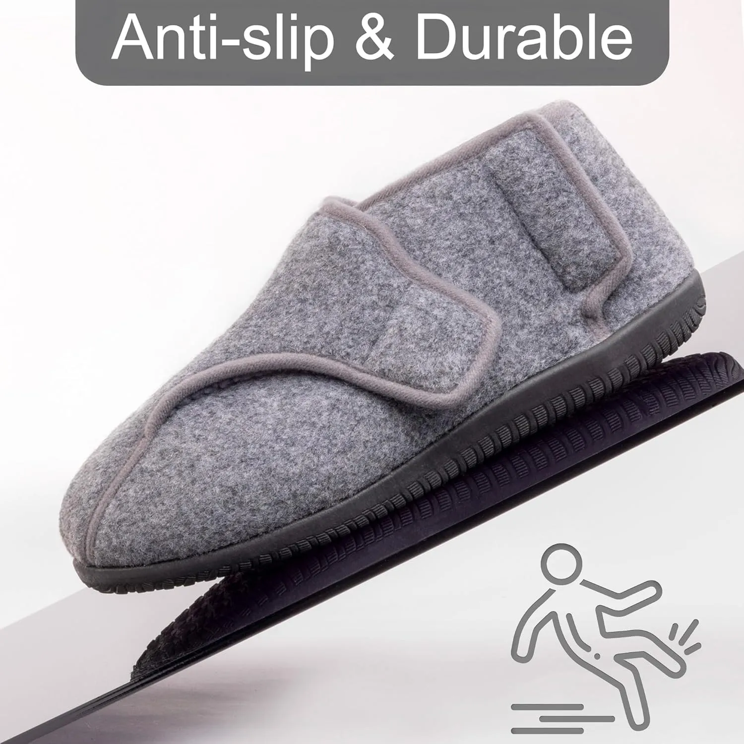 Diabetic Shoes for Men Extra Wide Width Adjustable Men's Diabetic Shoes with Plush Lining Diabetic Slippers for Men Extra Wide Width Foot Pain Relief