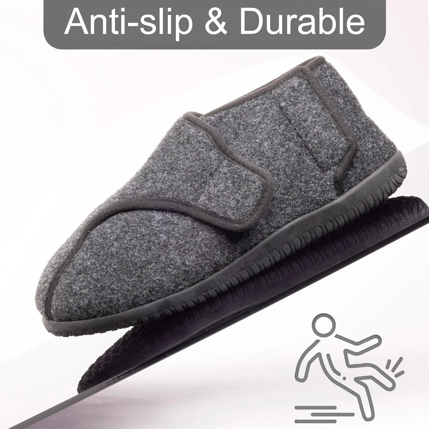Diabetic Shoes for Men Extra Wide Width Adjustable Men's Diabetic Shoes with Plush Lining Diabetic Slippers for Men Extra Wide Width Foot Pain Relief