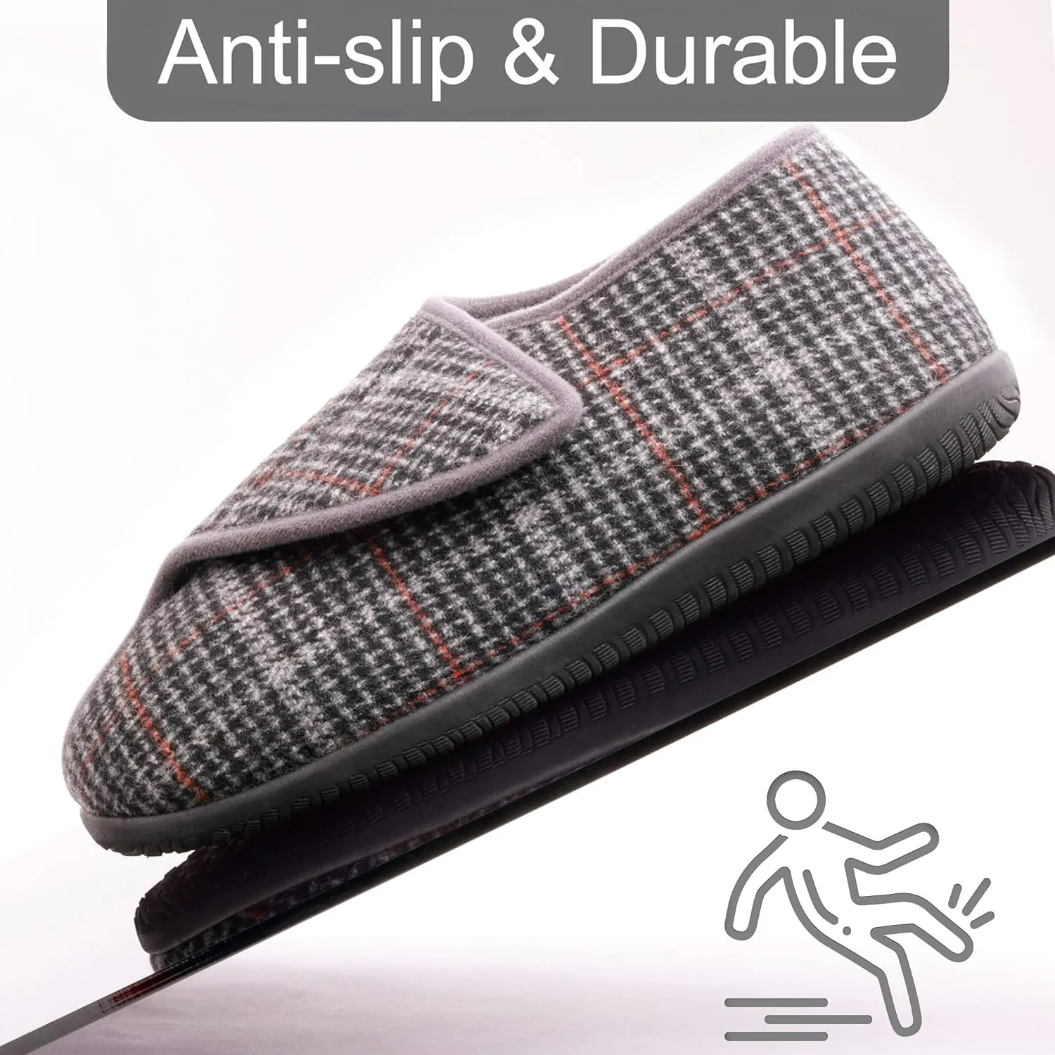 Diabetic Shoes for Men Extra Wide Width Adjustable Men's Diabetic Shoes with Plush Lining Diabetic Slippers for Men Extra Wide Width Foot Pain Relief