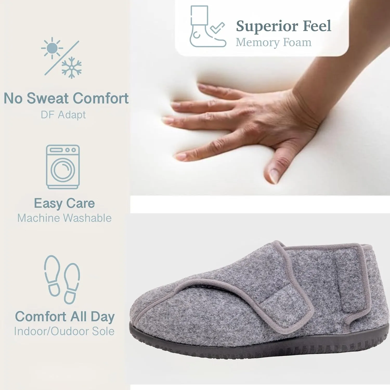 Diabetic Shoes for Men Extra Wide Width Adjustable Men's Diabetic Shoes with Plush Lining Diabetic Slippers for Men Extra Wide Width Foot Pain Relief