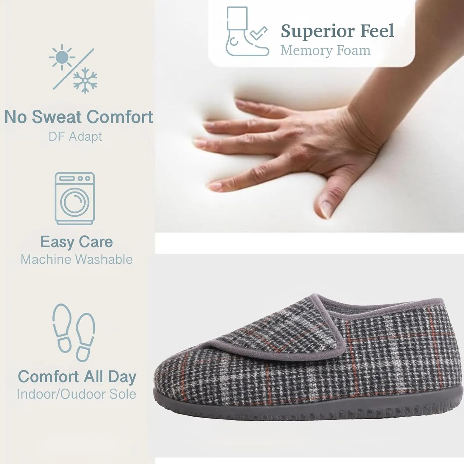 Diabetic Shoes for Men Extra Wide Width Adjustable Men's Diabetic Shoes with Plush Lining Diabetic Slippers for Men Extra Wide Width Foot Pain Relief
