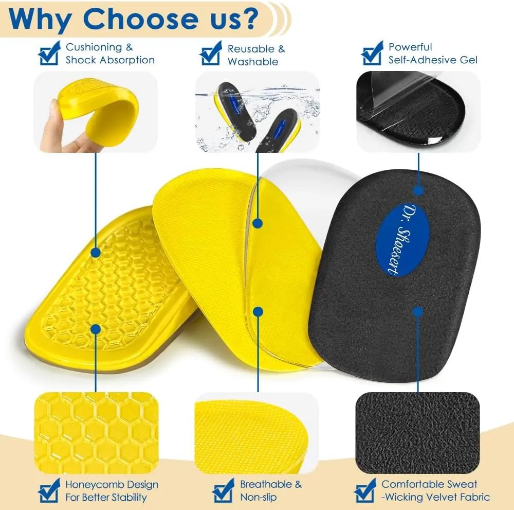 Dr. Shoesert Adjustable Orthopedic Heel Lift, 3-Layer Height Increase Insoles for Heel Pain and Leg Length Discrepancy, Heel Wedge Inserts for Achilles Tendonitis (Black, Large)