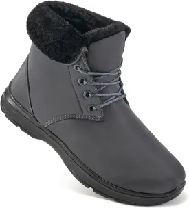 Ecetana Winter Boots for Women Snow Warm Fur Lined Waterproof Ankle Booties Lace Up Non Slip Flat Comfortable Womens Shoes