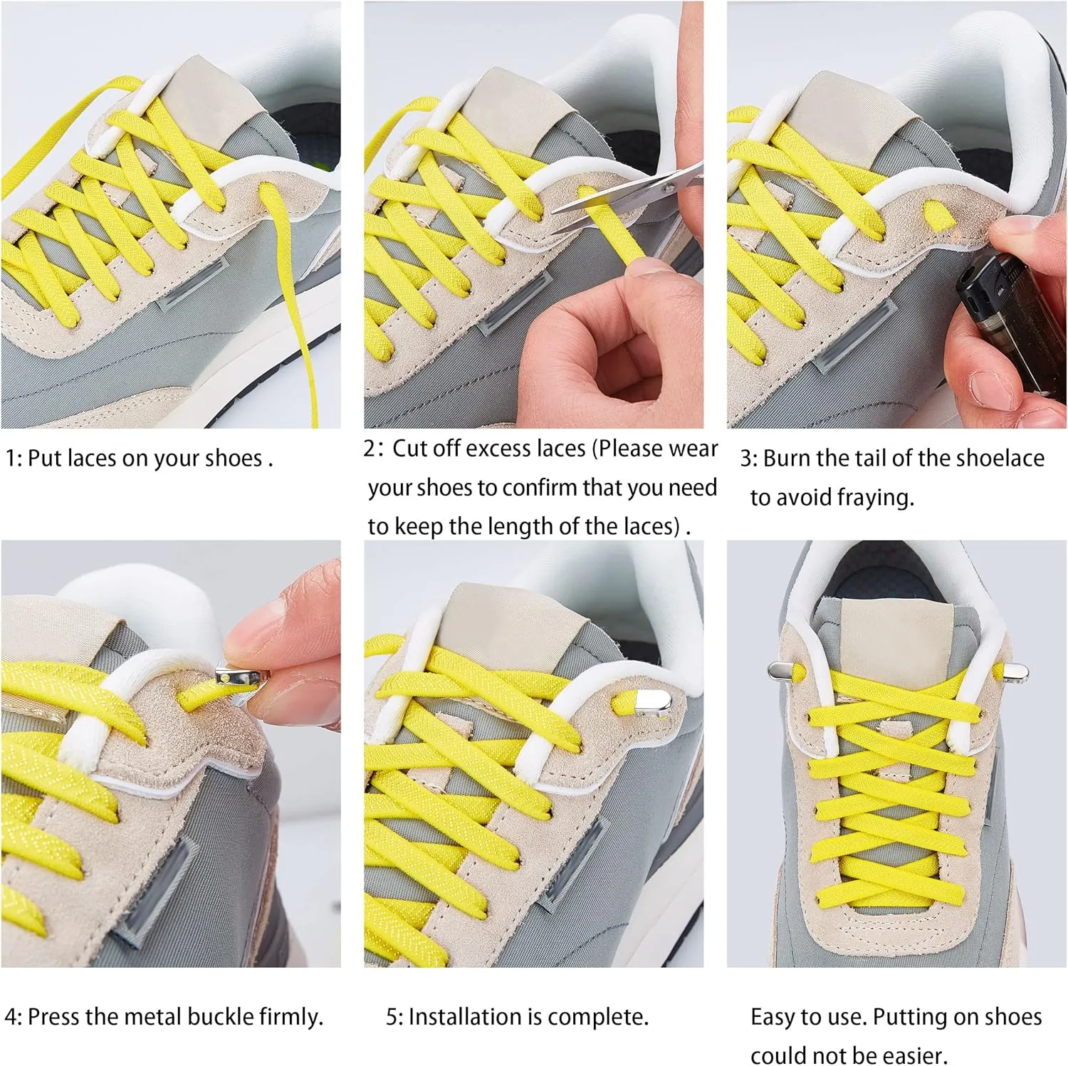 Elastic Shoe Laces for Kids and Adults, Tieless Shoelaces for Sneakers, No Tie Shoe Laces