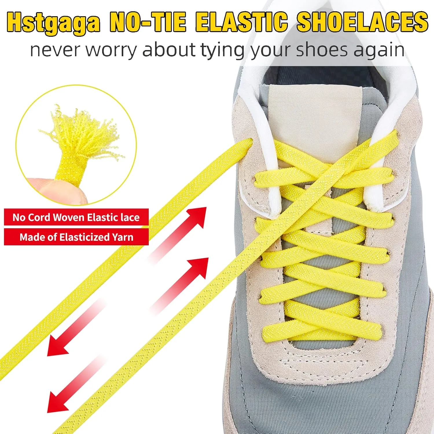Elastic Shoe Laces for Kids and Adults, Tieless Shoelaces for Sneakers, No Tie Shoe Laces