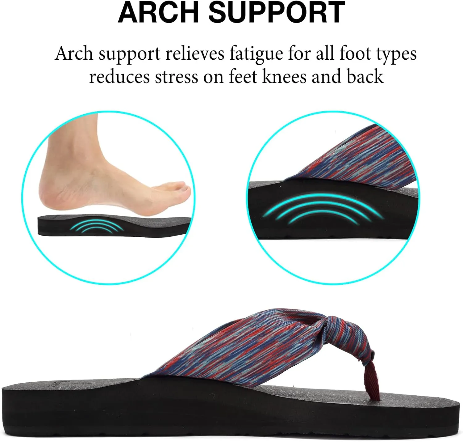 EQUICK Women's Flip Flops Arch Support Yago Mat Insole Sandal Casual Slipper Outdoor and Indoor-U219SLT003-N