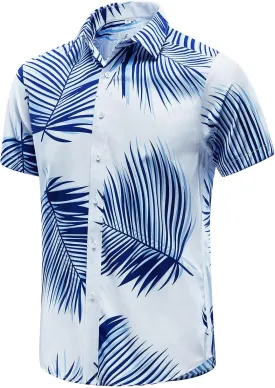 EUOW Men's Hawaiian Shirt Short Sleeve Printed Button Down Summer Beach Dress Shirts