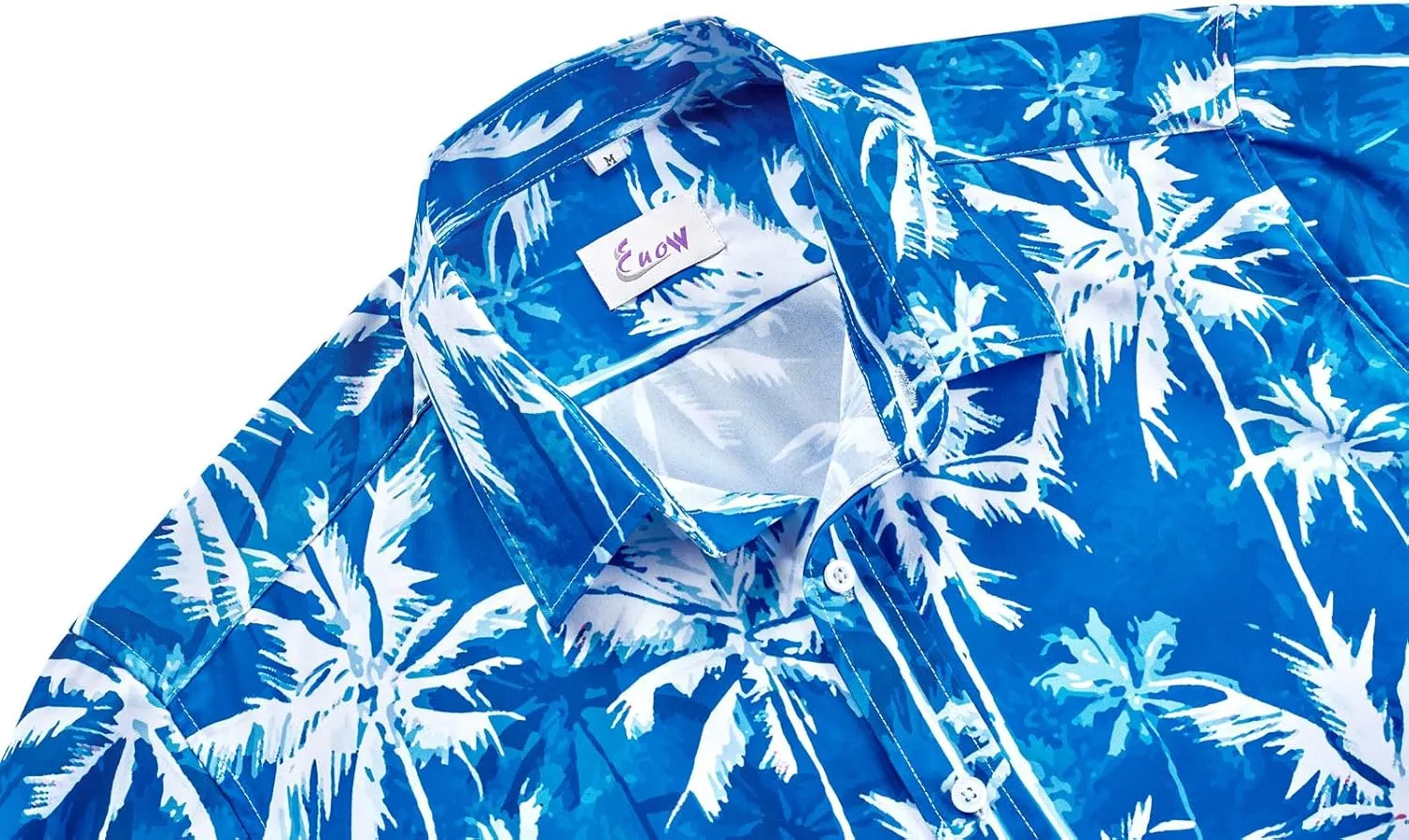 EUOW Men's Hawaiian Shirt Short Sleeve Printed Button Down Summer Beach Dress Shirts