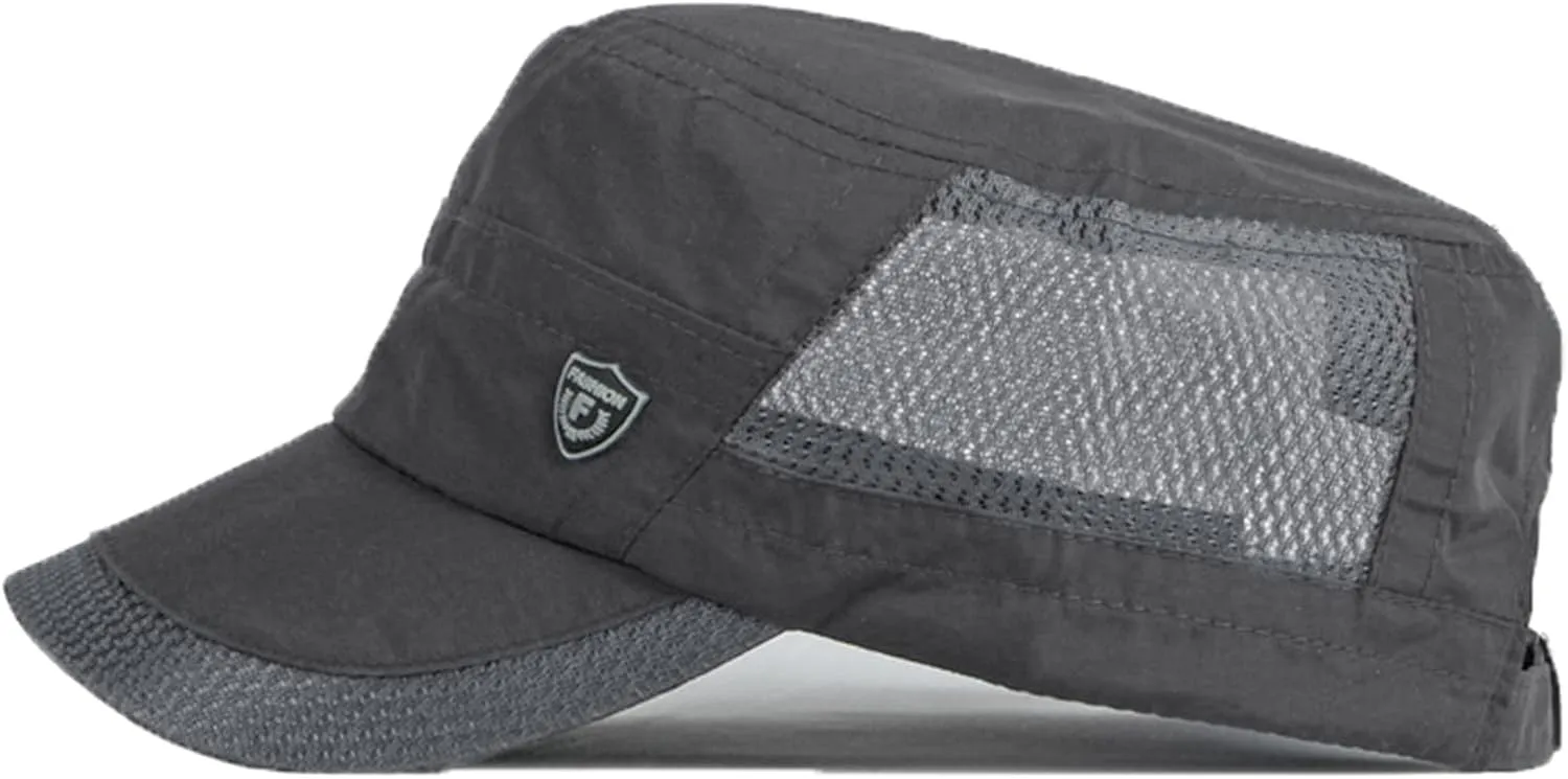 FASHIXD Mesh Military Cap Summer Army Hats for Men Quick Qry Short Bill Hat Cadet Cap