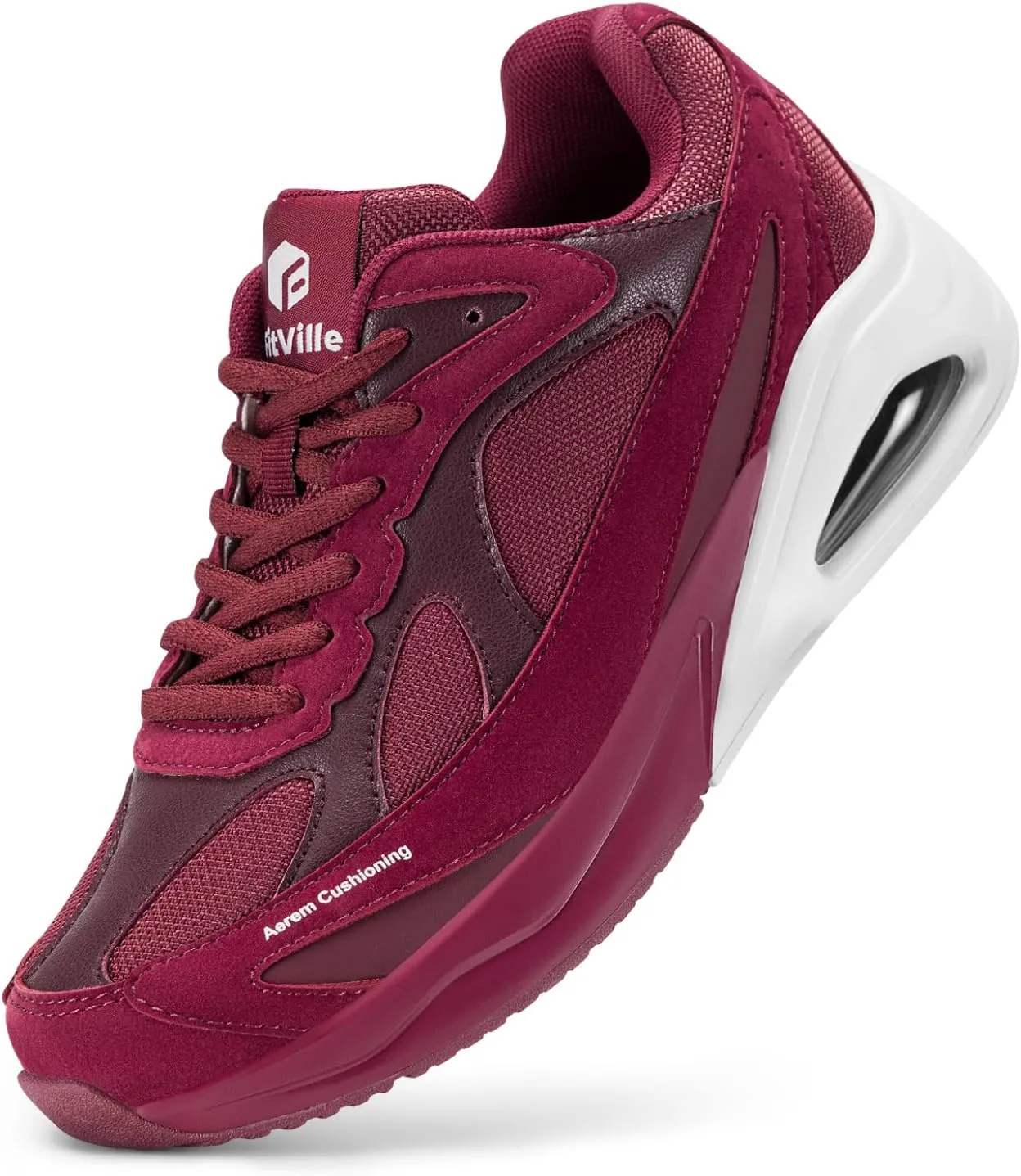 FitVille Women's Wide Walking Shoes Extra Wide Width Air Cushion Sneakers Gym Shoes for Shock Absorption Heel Pain Relief - HeelAero V1