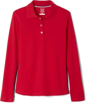 French Toast Girls' Uniform Long Sleeve Polo with Picot Collar (Standard & Plus)