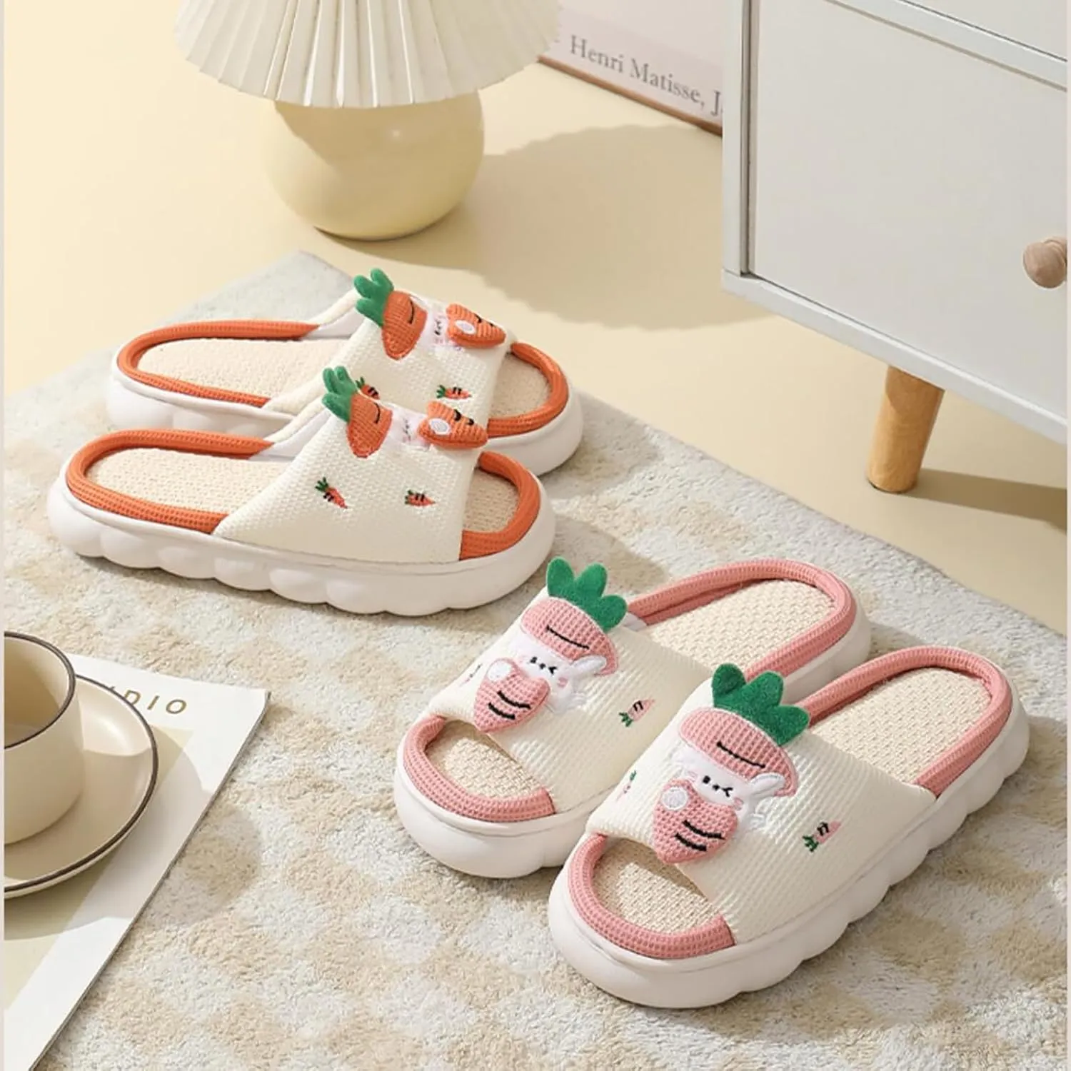 Gaolinci Cartoon Animal Shape Slippers, Womens Four Seasons Home Linen Slippers