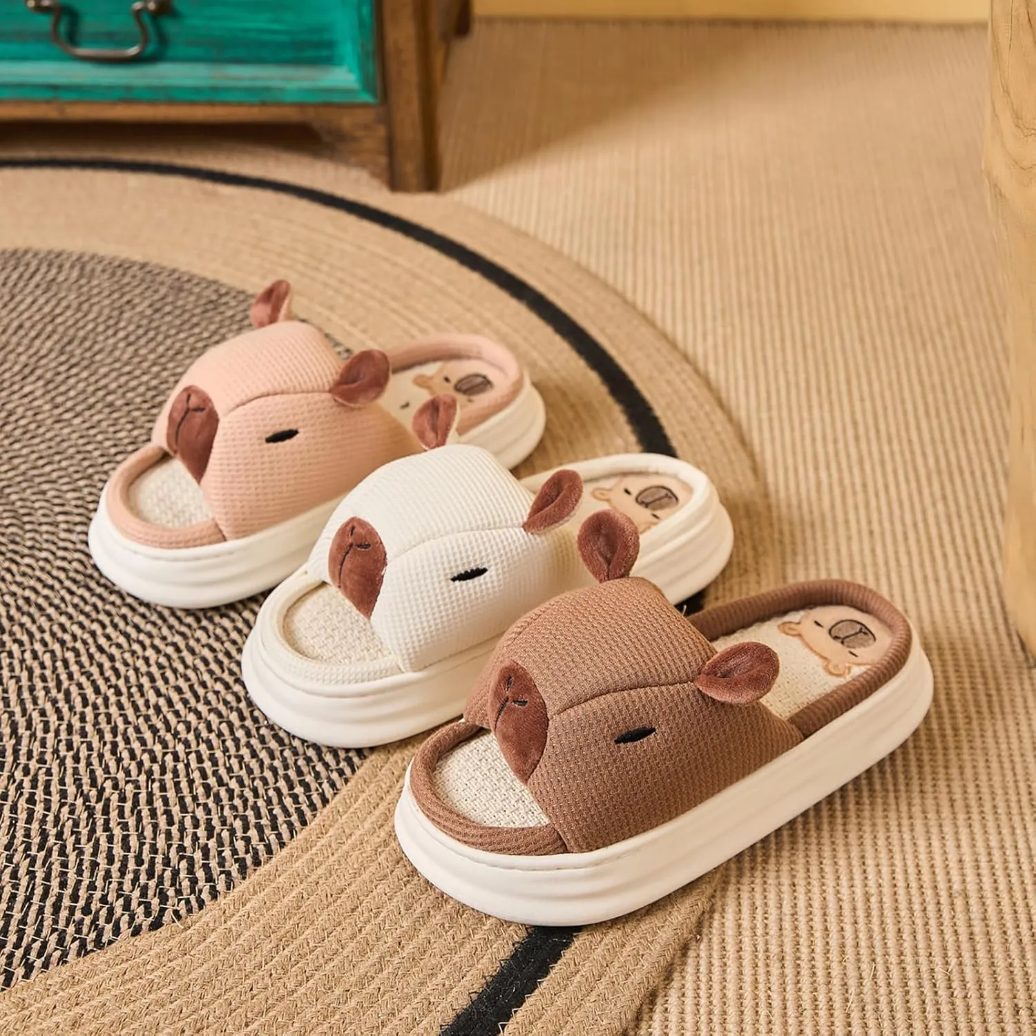 Gaolinci Cartoon Animal Shape Slippers, Womens Four Seasons Home Linen Slippers