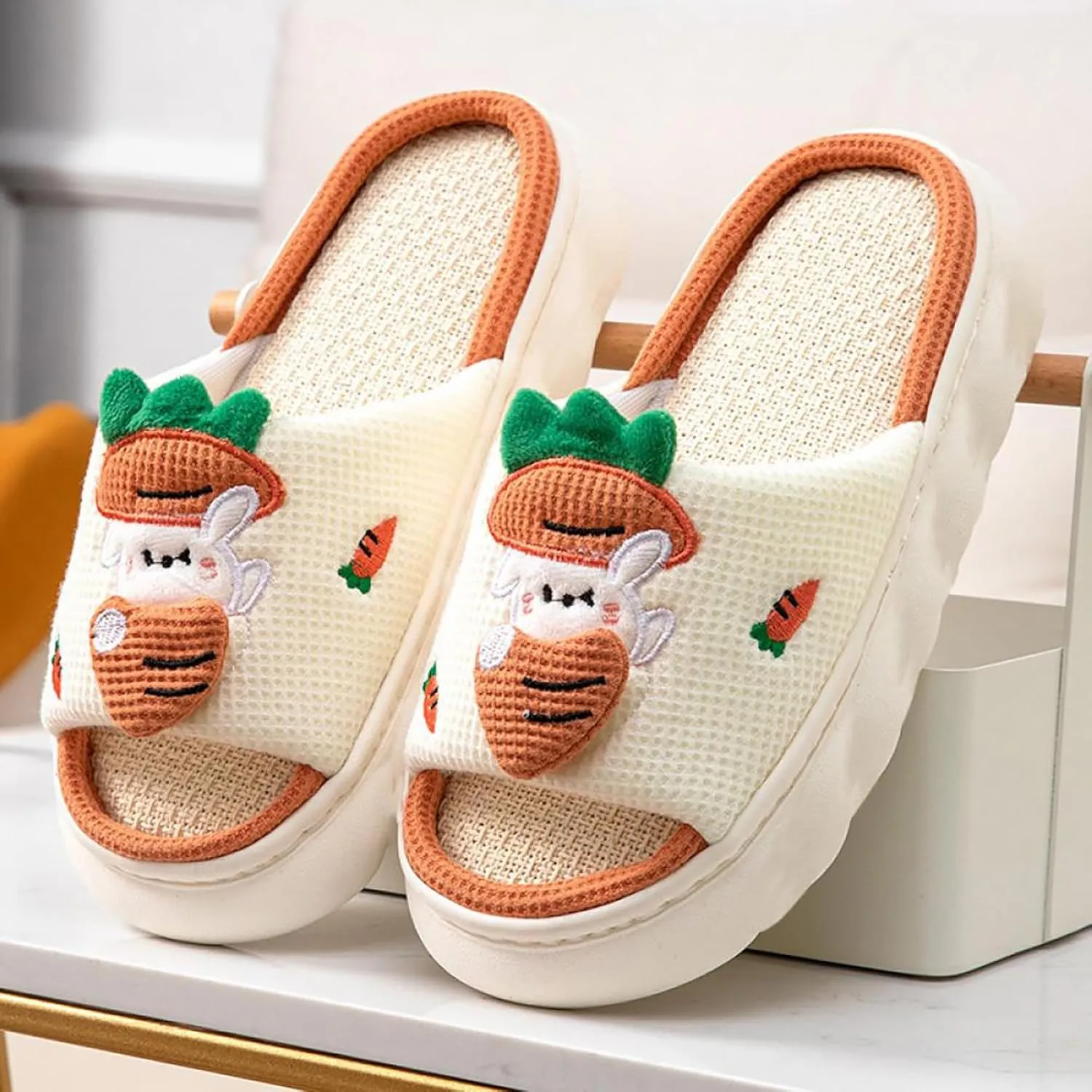 Gaolinci Cartoon Animal Shape Slippers, Womens Four Seasons Home Linen Slippers