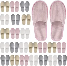 Geyoga 24 Pairs House Slipper for Guest Washable Reusable Soft Non Slip Disposable Slipper for Travel Hotel Spa Wedding Party Shoeless Home Coral Fleece