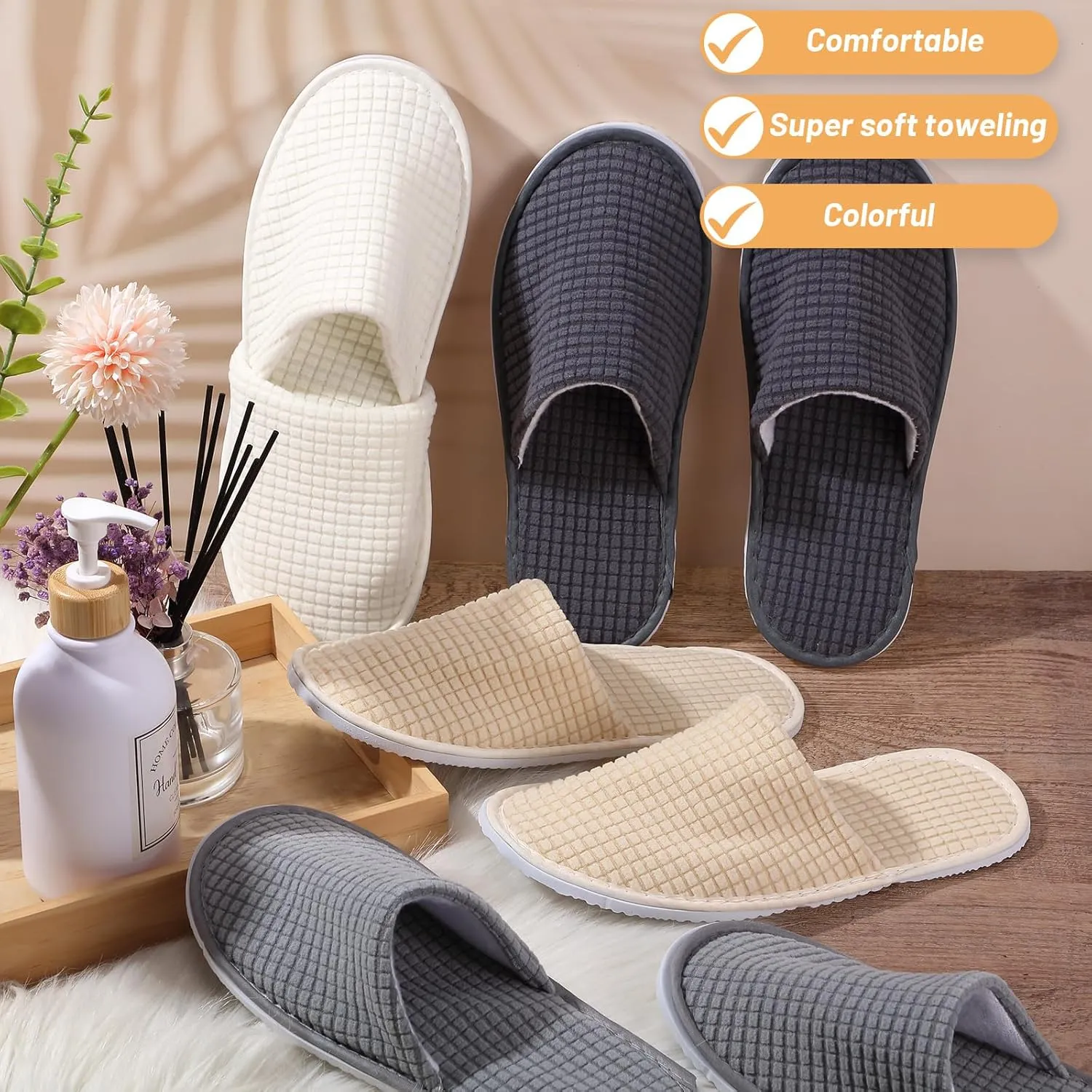 Geyoga 24 Pairs House Slipper for Guest Washable Reusable Soft Non Slip Disposable Slipper for Travel Hotel Spa Wedding Party Shoeless Home Coral Fleece