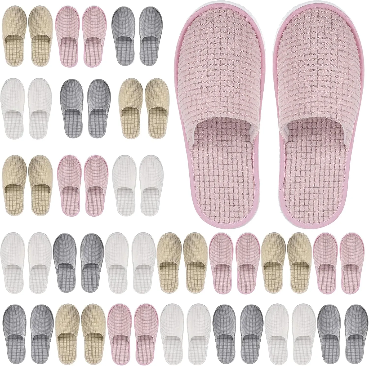 Geyoga 24 Pairs House Slipper for Guest Washable Reusable Soft Non Slip Disposable Slipper for Travel Hotel Spa Wedding Party Shoeless Home Coral Fleece