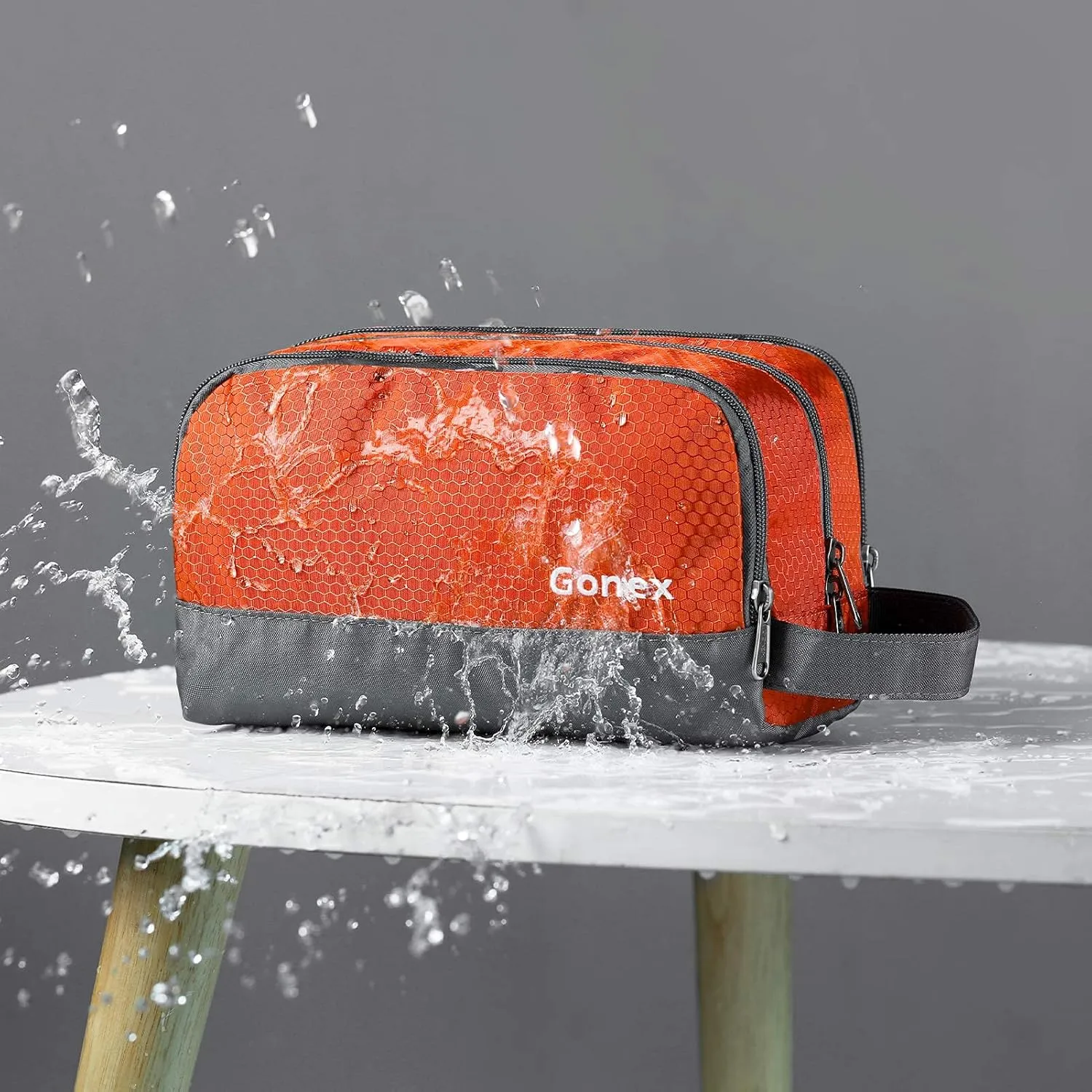 Gonex Travel Toiletry Bag Nylon, Dopp Kit Shaving Bag Toiletry Organizer Orange