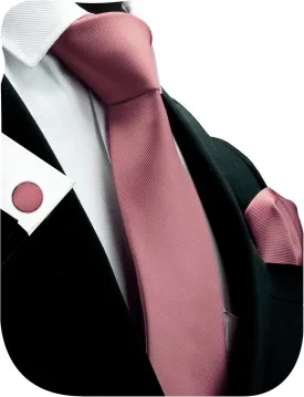 GUSLESON 3.15"??8cm?? Solid Color Necktie and Pocket Square Cufflinks Sets For Men   Gift Box