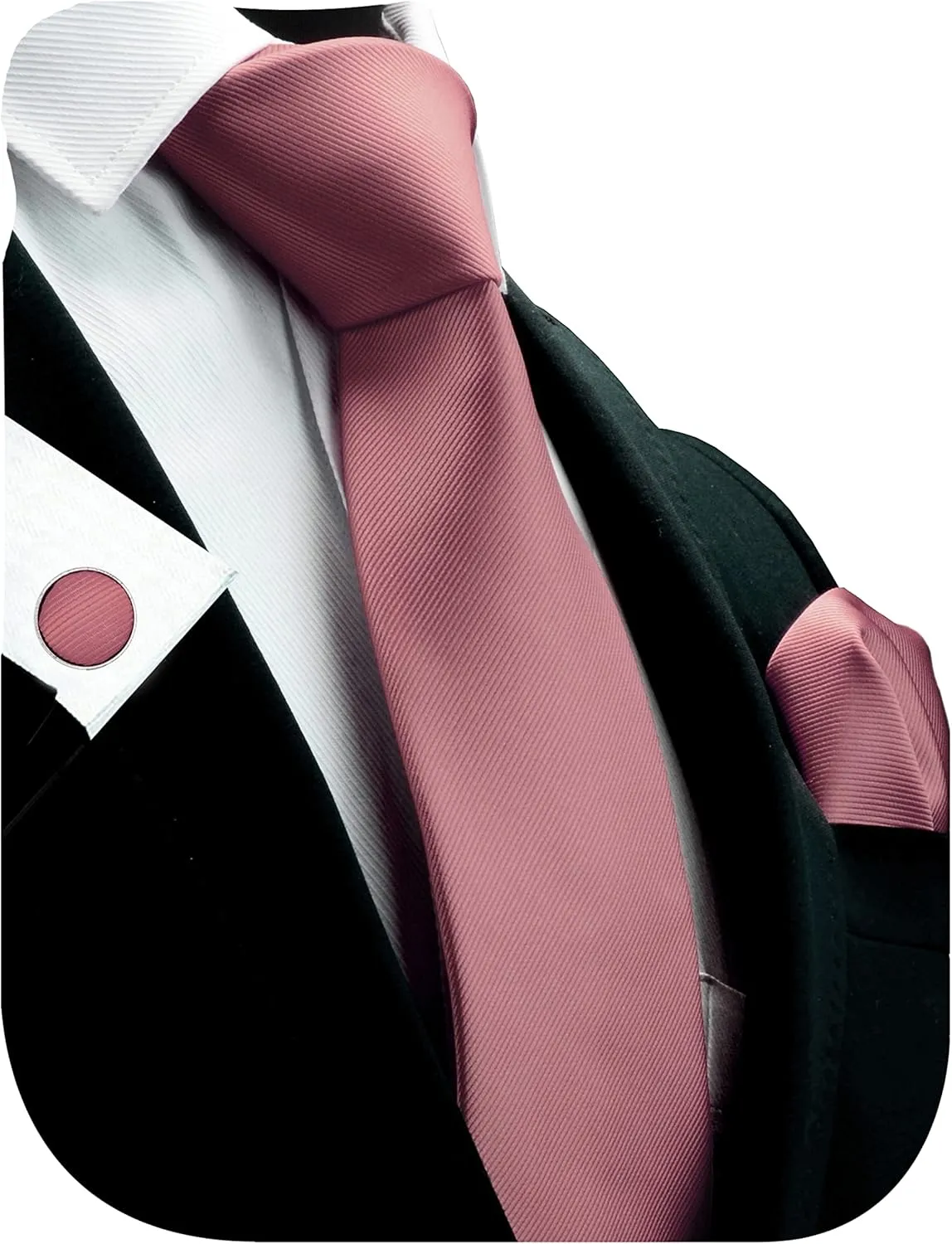 GUSLESON 3.15"??8cm?? Solid Color Necktie and Pocket Square Cufflinks Sets For Men   Gift Box
