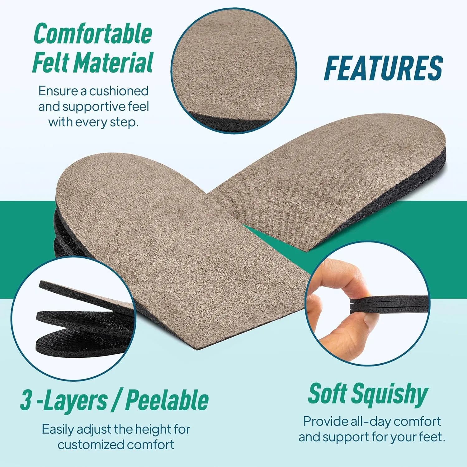 Heel Lifts for Women and Men Adjustable Shoe Lifts for Leg Length Discrepancy (Medium, 2, Count)