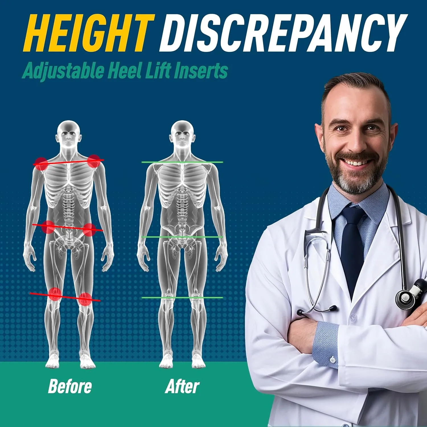 Heel Lifts for Women and Men Adjustable Shoe Lifts for Leg Length Discrepancy (Medium, 2, Count)