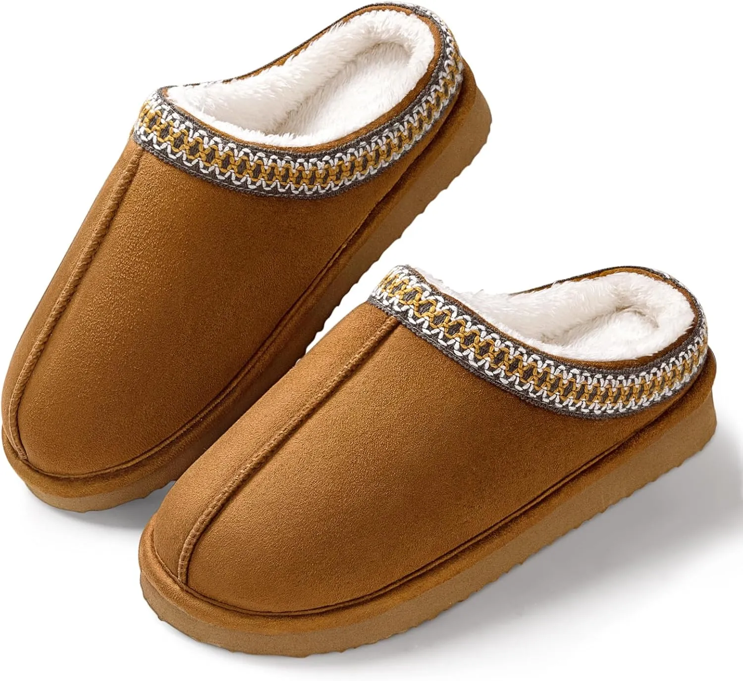 Homitem House Bedroom Slippers for Women Platform Shoes Indoor and Outdoor with Fuzzy Lining Hard Sole Memory Foam Slip on