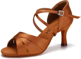 HROYL Women Latin Dance Shoes Professional Practice Performance Ballroom Salsa Dancing Shoes