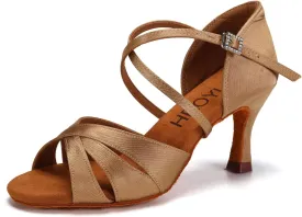 HROYL Women Latin Dance Shoes Professional Practice Performance Ballroom Salsa Dancing Shoes