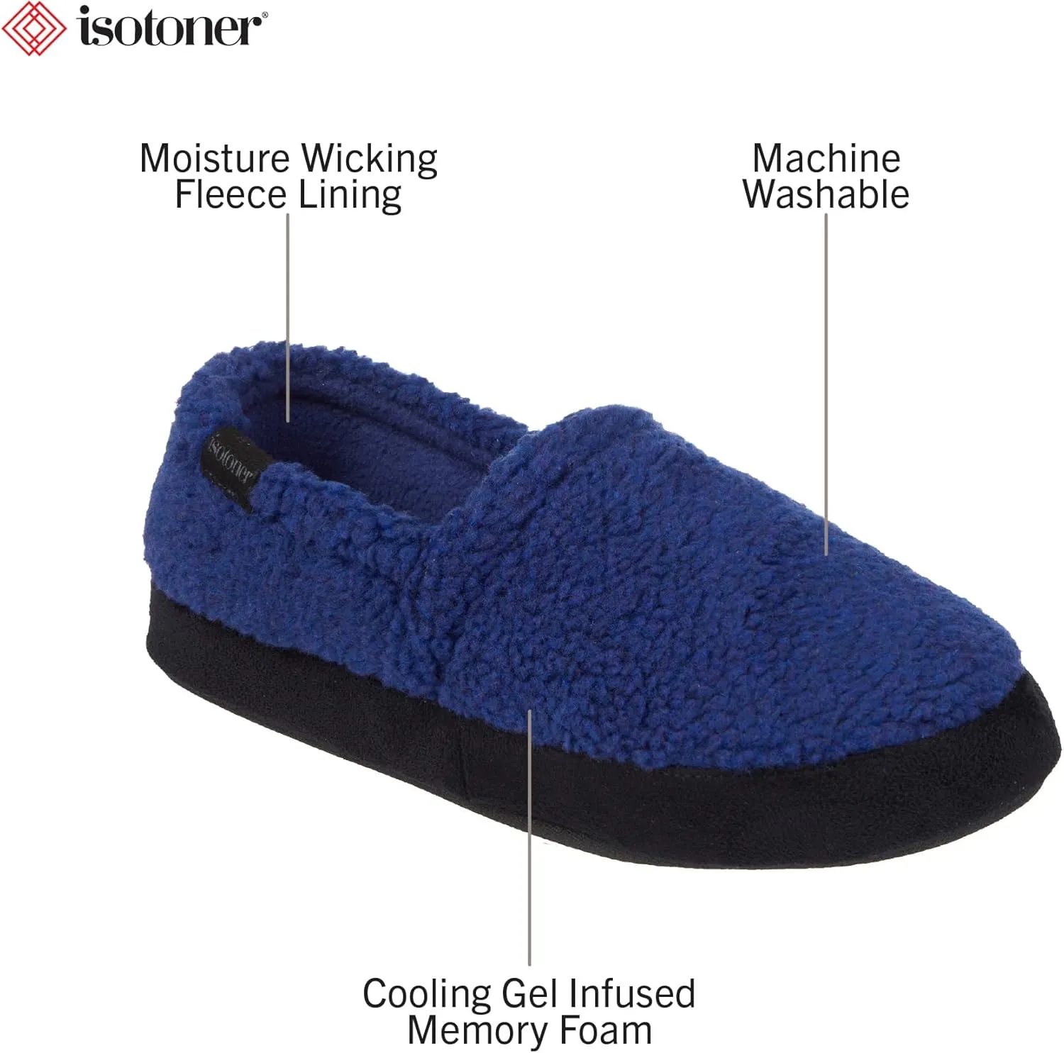 isotoner Men's Berber Aspen Closed Back Slippers