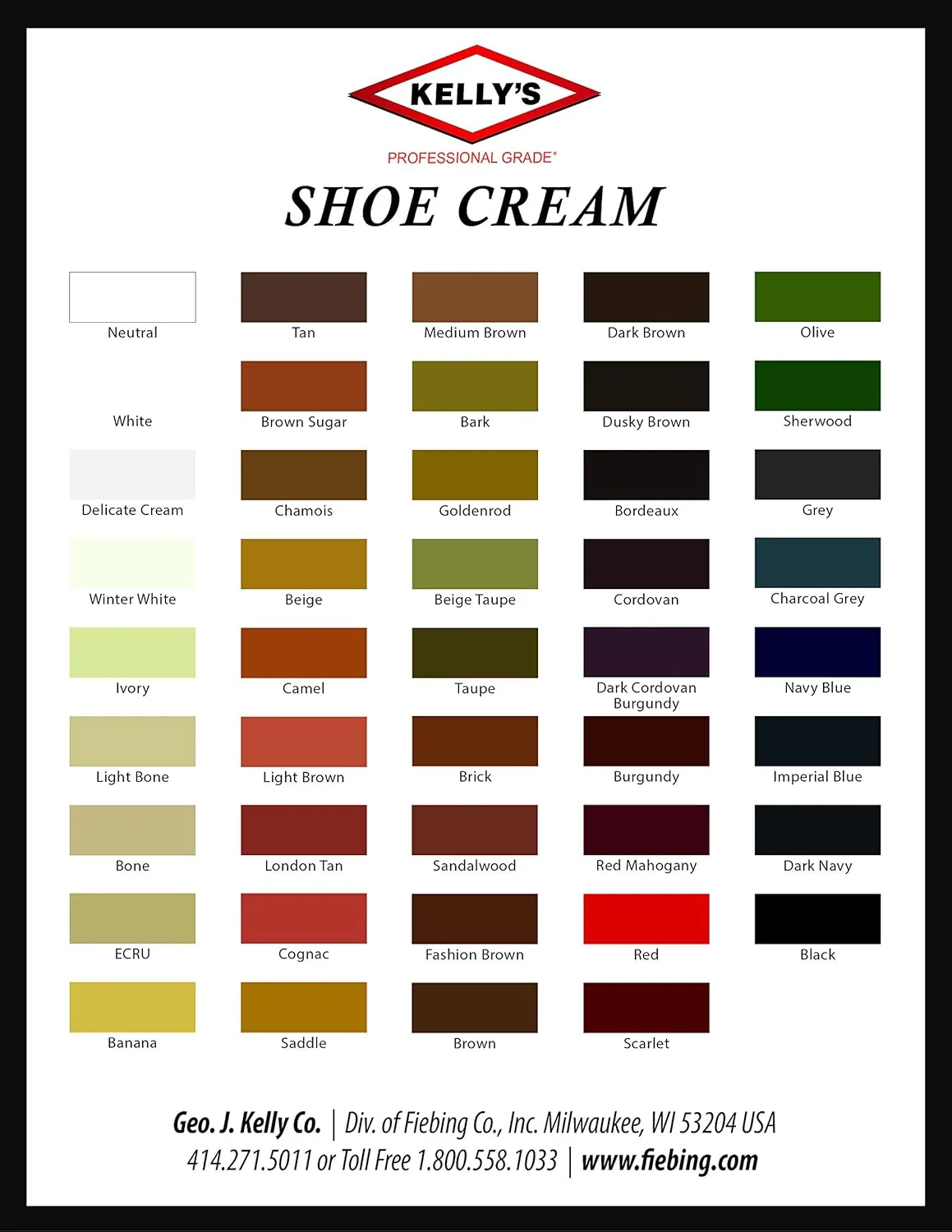 Kelly's Shoe Polish 1.5 oz - Professional Grade Shoe Cream - Condition, Recolor, Polish Leather - Multiple Colors Available