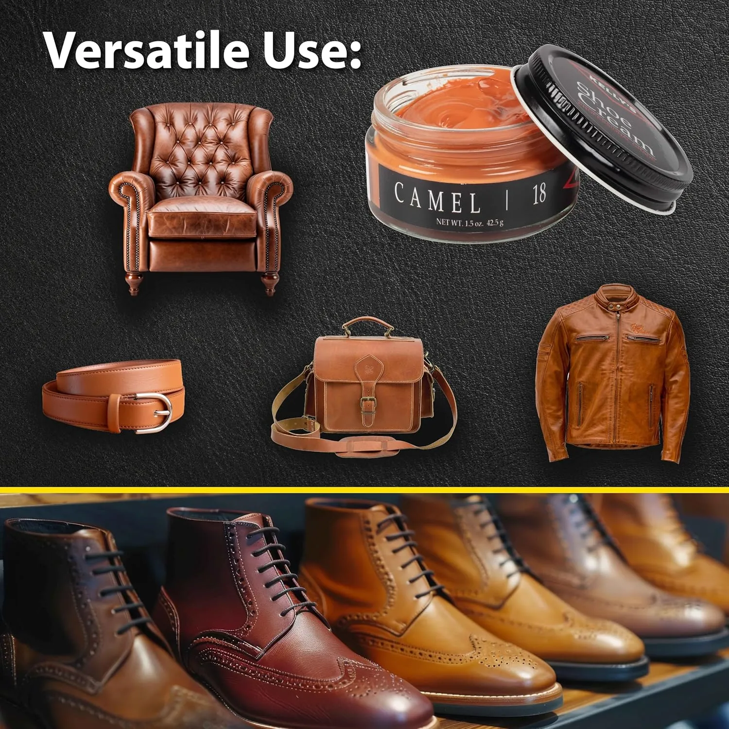 Kelly's Shoe Polish 1.5 oz - Professional Grade Shoe Cream - Condition, Recolor, Polish Leather - Multiple Colors Available