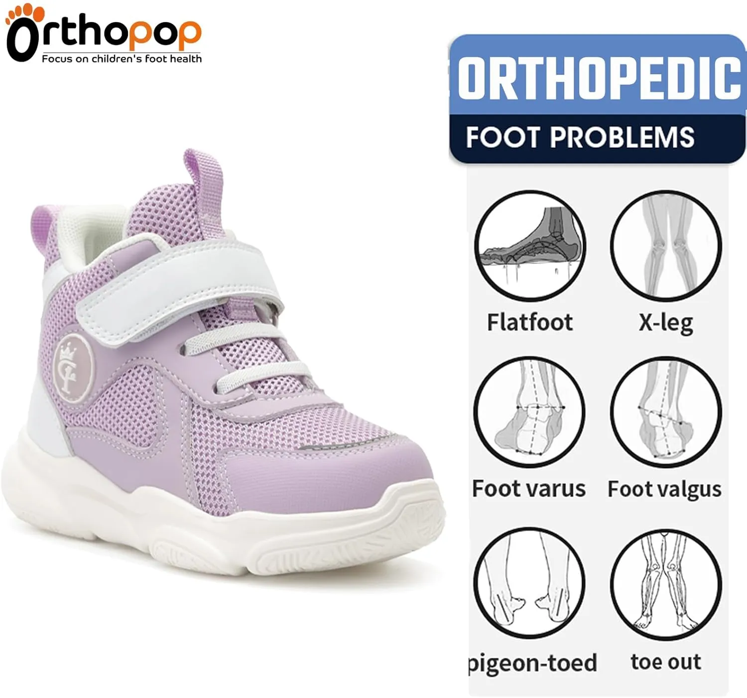 Kids Orthopedic Corrective Ankle and Arch Support AFO Shoes for Toddler Girls and Boys