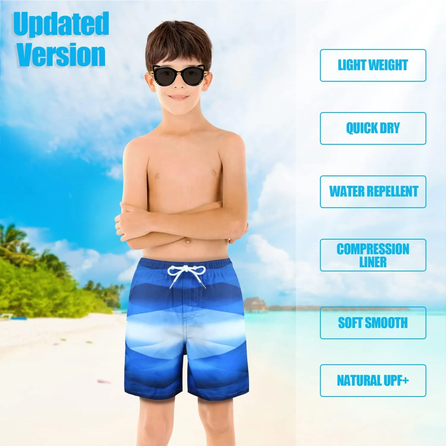 LUCOWEE Boys Swim Bathing Trunks Soft Compression Liner no-Chafing Swimming Shorts Quick Dry Light UPF 50  Quality Swimsuit