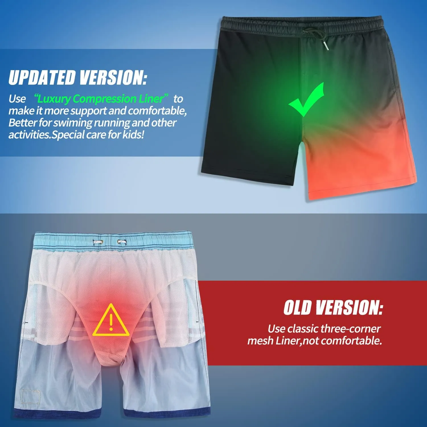 LUCOWEE Boys Swim Bathing Trunks Soft Compression Liner no-Chafing Swimming Shorts Quick Dry Light UPF 50  Quality Swimsuit