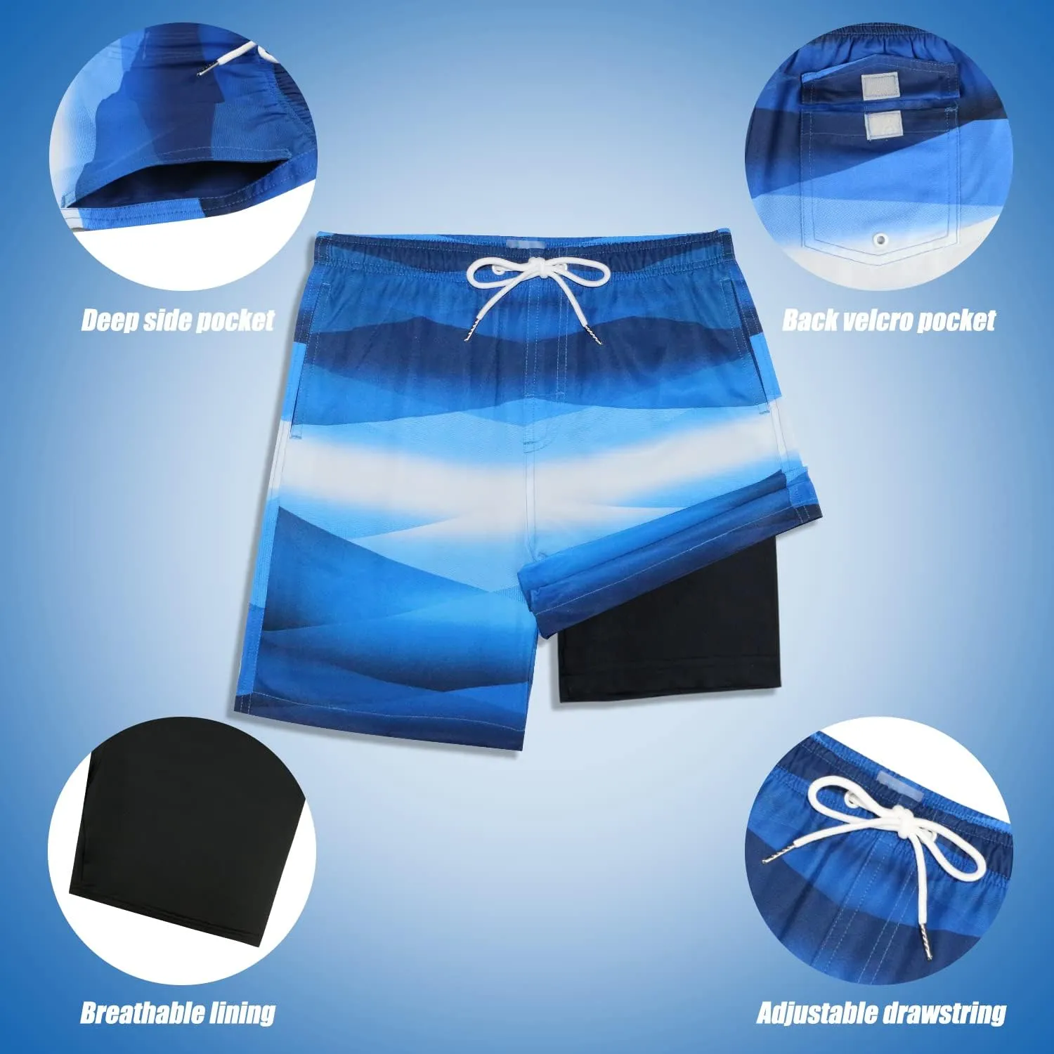 LUCOWEE Boys Swim Bathing Trunks Soft Compression Liner no-Chafing Swimming Shorts Quick Dry Light UPF 50  Quality Swimsuit
